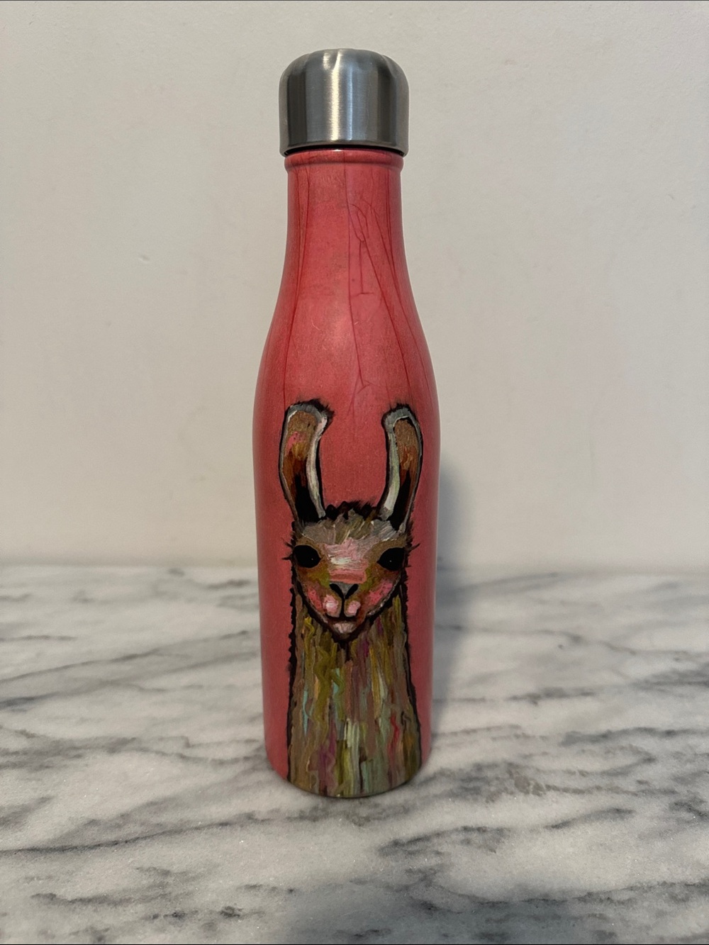 Pink Llama Insulated Stainless Water Bottle - Decorative Travel Bottle